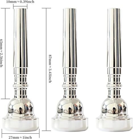 Trumpet Mouthpiece 3 Pack (3C, 5C, 7C) - Silver Plated Brass Mouthpieces, Universal Fit for Standard Trumpets, Ideal for Beginners & Music Enthusiasts in Saudi Arabia