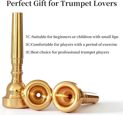 Trumpet Mouthpiece 3 Pack (3C, 5C, 7C) - Silver Plated Brass Mouthpieces, Universal Fit for Standard Trumpets, Ideal for Beginners & Music Enthusiasts in Saudi Arabia