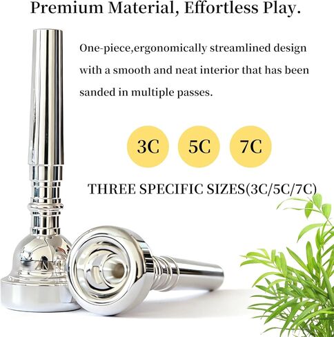 Trumpet Mouthpiece 3 Pack (3C, 5C, 7C) - Silver Plated Brass Mouthpieces, Universal Fit for Standard Trumpets, Ideal for Beginners & Music Enthusiasts in Saudi Arabia