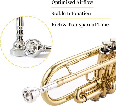 Trumpet Mouthpiece 3 Pack (3C, 5C, 7C) - Silver Plated Brass Mouthpieces, Universal Fit for Standard Trumpets, Ideal for Beginners & Music Enthusiasts in Saudi Arabia