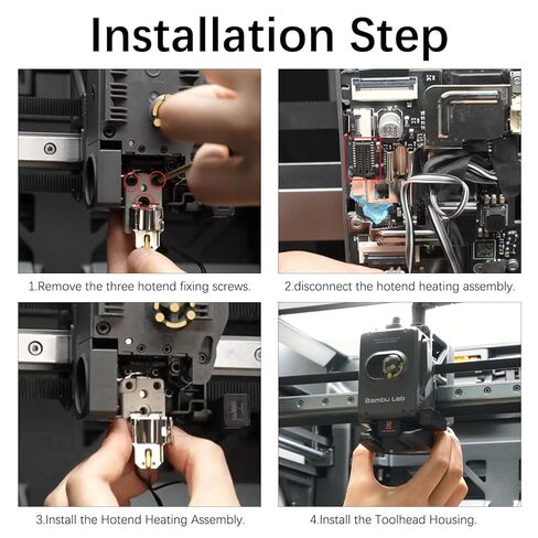 مجموعة أدوات تجميع التسخين H2S Hotend الأصلية لطابعة Bambu Lab H2S ثلاثية الأبعاد، أجزاء الطارد لتجميع H2S Hotend سريعة التغيير مع خرطوشة السخان والثرمستور، ومشبك القاعدة in Kuwait