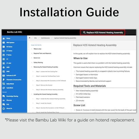 مجموعة أدوات تجميع التسخين H2S Hotend الأصلية لطابعة Bambu Lab H2S ثلاثية الأبعاد، أجزاء الطارد لتجميع H2S Hotend سريعة التغيير مع خرطوشة السخان والثرمستور، ومشبك القاعدة in Kuwait