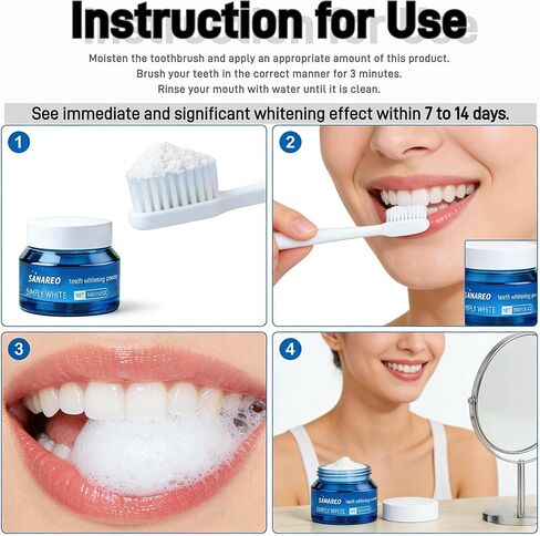 Hydroxyapatite Teeth Whitening Powder - Gentle Whitening Formula with Pap No Sensitivity Toothpaste, Enamel Safe Powder for Removing Coffee, Tea, Food, Wine Stains(1PC/1.23 oz) in Saudi Arabia