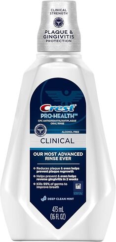 كريست برو-هيلث كلينيكال سي بي سي مضاد لالتهاب اللثة/غسول الفم المضاد للبلاك بالنعناع النظيف العميق، النعناع النظيف 473 مل (عبوة من قطعتين) in Kuwait