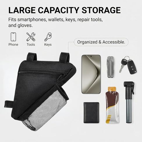 Bike Frame Bag,Bicycle Triangle Bag Bike Pouch Bikes Bags for Bicycles Lightweight Cycling Bags with Mesh Water Bottle Holder for Road and Mountain Bikes(Small Black) in Saudi Arabia