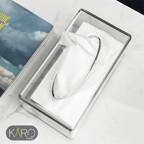 KARO DAILY - موزع مناديل مع عبوة مناديل متضمنة - حامل مناديل أكريليك متين وقوي وعالي الجودة للاستخدام في المطبخ والمطاعم والمنزل والمكتب in Saudi Arabia