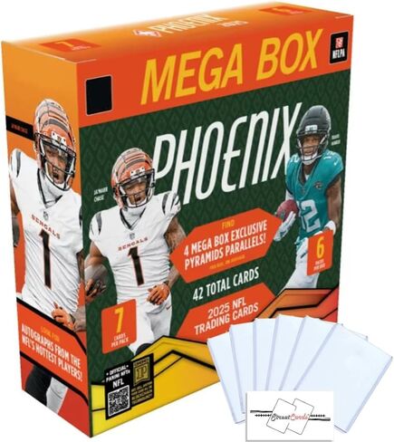2025 Phoenix Football NFL Mega Box with 42 Total Trading Cards + 6 Toploaders and StreetCards Magnet! in Kuwait