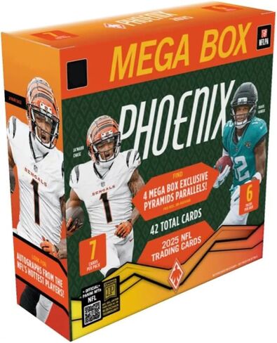 2025 Phoenix Football NFL Mega Box with 42 Total Trading Cards + 6 Toploaders and StreetCards Magnet! in Kuwait