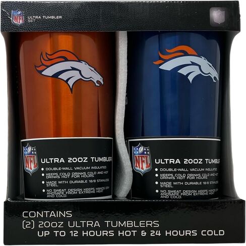 مجموعة Boelter Brands NFL Denver Broncos مكونة من كوبين للسفر بوزن 20 أونصة، ألوان بديلة، 20 أونصة in Saudi Arabia