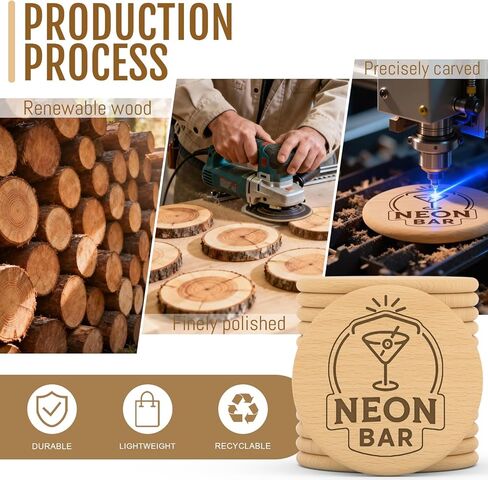 30–1000 Custom Wooden Tokens, Personalized Laser Engraved Wood Chips with Logo or Text, Double-Sided Engraving, 1.5 Inch Drink & Bar Tokens for Weddings, Parties, Corporate Promotions in Saudi Arabia