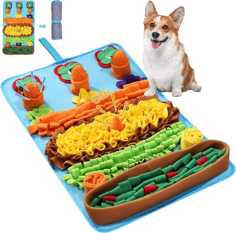 ORIA Snuffle Mat for Dogs, 25x17'' Interactive Slow Feeder Mat with Mental Stimulation for Boredom, Anxiety Relief, Dog Puzzle Toy & Treats Hunting Game for Small Medium Dogs in Saudi Arabia