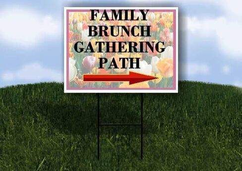 Family Brunch Gathering Path Spring Flowers Tulips Directional Arrows A-Frame Double Sided 23x23 in. sign in Kuwait