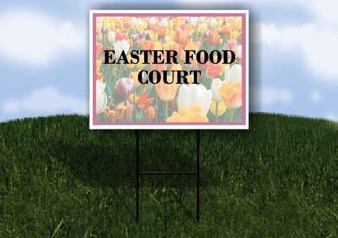 محكمة طعام عيد الفصح، زهور الربيع، زهور التوليب، أسهم اتجاهية، إطار مزدوج الجوانب، مقاس 23 × 23 بوصة. in Kuwait