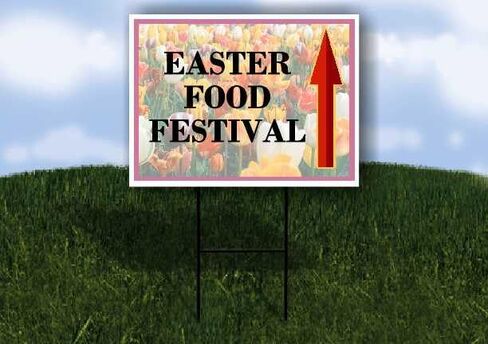 Easter Food Festival Spring Flowers Tulips Directional Arrows A-Frame Double Sided 23x23 in. sign in Kuwait
