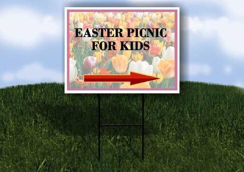 نزهة عيد الفصح للأطفال، زهور الربيع، زهور التوليب، أسهم اتجاهية، إطار مزدوج الجوانب، مقاس 23 × 23 بوصة. in Kuwait