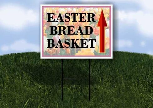 Easter Bread Basket Spring Flowers Tulips Directional Arrows A-Frame Double Sided 23x23 in. sign in Saudi Arabia