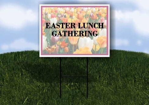 Easter Lunch Gathering Spring Flowers Tulips Directional Arrows A-Frame Double Sided 23x23 in. sign in Saudi Arabia