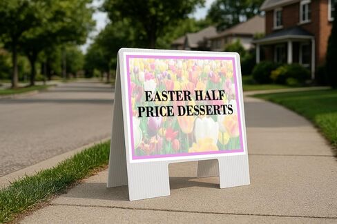 Easter Half Price Desserts Spring Flowers Tulips Up Arrows A-Frame Single Sided 23x23 in. sign in Kuwait