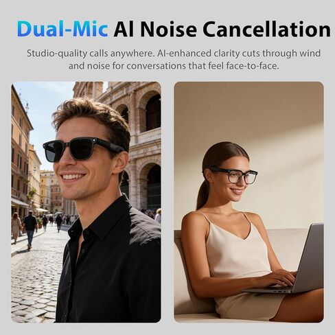 نظارات ذكية مزودة بكاميرا عالية الدقة: التعرف على الذكاء الاصطناعي، وتسجيل الفيديو، وتثبيت الصورة الذكي، والترجمة في الوقت الفعلي، ومساعد الصوت، وصوت الأذن المفتوحة - السفر، والاجتماعات، ومدونات الفيديو (عدسات متغيرة اللون) in Kuwait