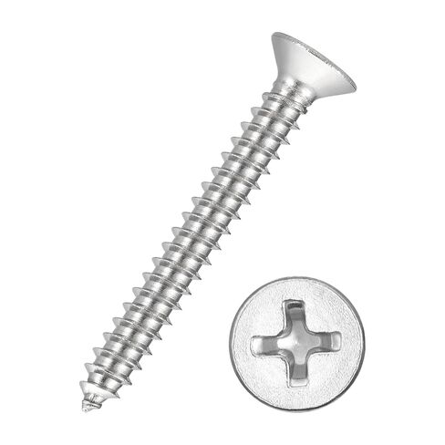 50 قطعة من مسامير الخشب ذات الرأس المسطح من فيليبس - [#10x1-1/2] 316 من الفولاذ المقاوم للصدأ، براغي ذاتية اللصق لتجميع الأثاث، زخرفة داخلية، بناء خارجي، فضي in Kuwait