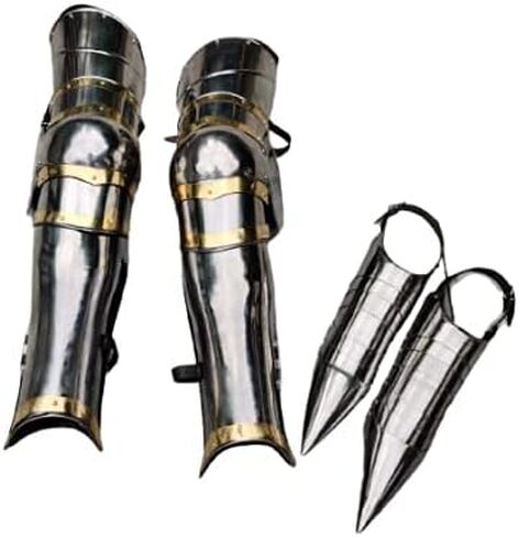 ARTIZANSTORE زي الهالوين المصنوع من النحاس والفولاذ من القرون الوسطى LARP Armor Leg Guard in Saudi Arabia
