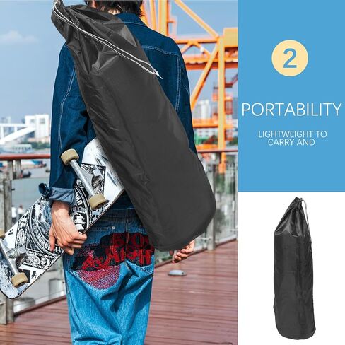 Veemoon 2pcs Skateboard Sling Bag with Drawstring Lightweight Skateboard Carrying Shoulder Backpack for Outdoor Sports and Longboard Random Style in Saudi Arabia