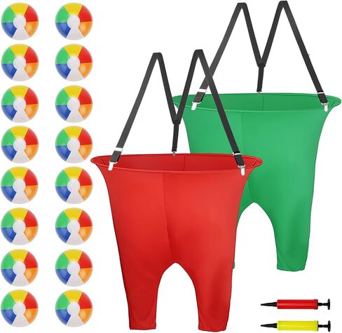 2 Pcs Granny Pants Yard Game with Suspenders, 16 Bouncy Balls & 2 Pumps - Hilarious Outdoor Party Game for Adults, Kids, Family Reunions & Field Days in Saudi Arabia