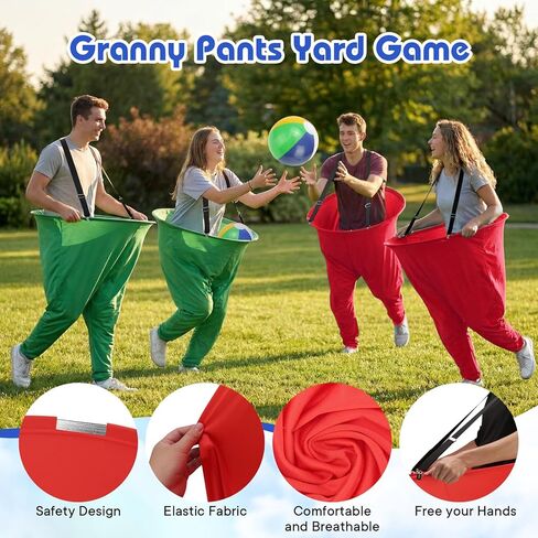 2 Pcs Granny Pants Yard Game with Suspenders, 16 Bouncy Balls & 2 Pumps - Hilarious Outdoor Party Game for Adults, Kids, Family Reunions & Field Days in Saudi Arabia