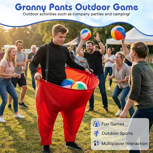 2 Pcs Granny Pants Yard Game with Suspenders, 16 Bouncy Balls & 2 Pumps - Hilarious Outdoor Party Game for Adults, Kids, Family Reunions & Field Days in Saudi Arabia