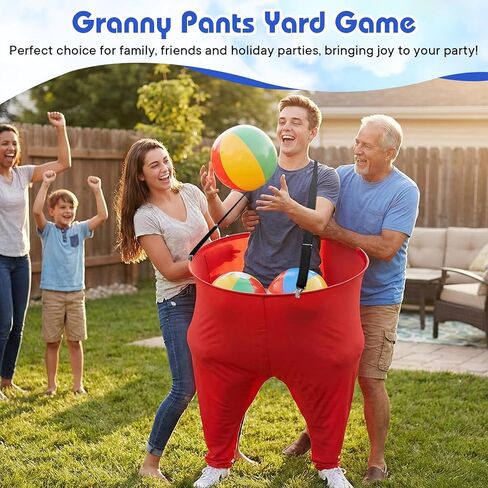 2 Pcs Granny Pants Yard Game with Suspenders, 16 Bouncy Balls & 2 Pumps - Hilarious Outdoor Party Game for Adults, Kids, Family Reunions & Field Days in Saudi Arabia