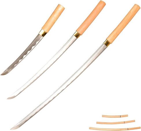 طقم ساموراي كاتانا مكون من ثلاث قطع مصنوع يدويًا من سوفاجين ｜1045 فولاذ عالي الكربون مع أخدود الدم｜درجة جامعي الفنون القتالية in Kuwait