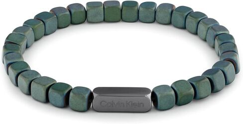 Calvin Klein Men's Jewelry - Square Hematite Beaded Bracelet - Adjustable and Comfortable - Fashion Statement for Everyday Wear - Gift for Him in Saudi Arabia