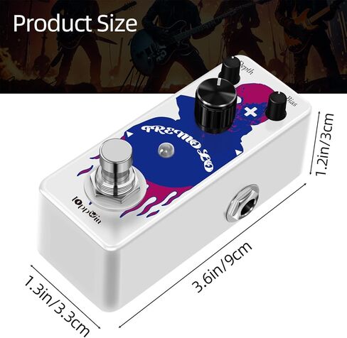 Compact Optical Tremolo Guitar Pedal - IOppWin Trelicopter with Bias Color Control, True Bypass, Metal Shell - Huge Speed & Depth Range for Vintage Pulsing Effects in Kuwait