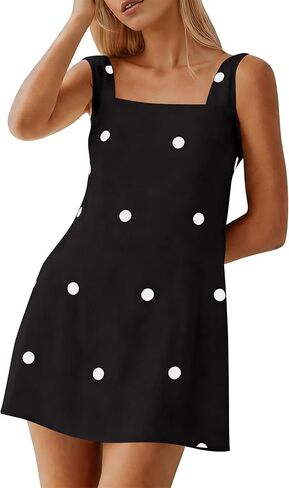MISSACTIVER Women Sleeveless Mini Dress Print Backless Square Neck Tank Dress Boho Vacation Sundress Shift Dresses in Saudi Arabia