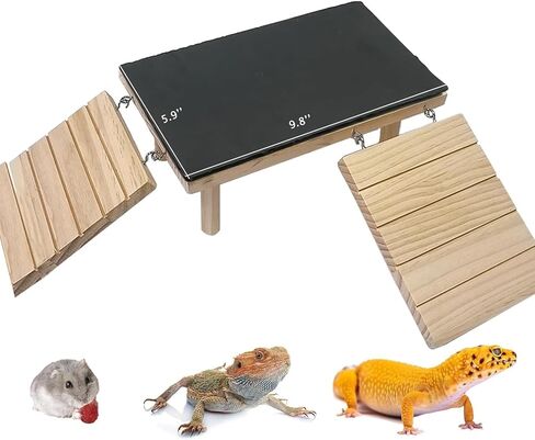 Wooden Hamster Platform Hamster Climbing Platform for Cage with Slate Stone for Guinea Pigs Gerbils Mice Chinchillas Reptile (Medium, 11.8 × 5.9 Inches) in Kuwait