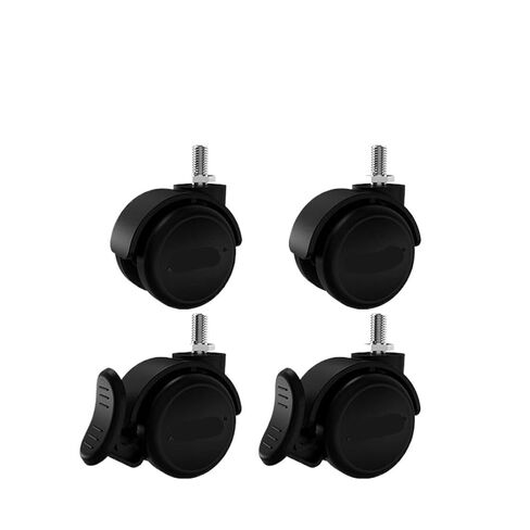 4 Pieces/lot Black 2-inch M6/M8/M10/M12 Screw Universal Wheel with Brake, Soft Rubber Silent Caster, Durable and wear-Resistant(M8-B) in Saudi Arabia