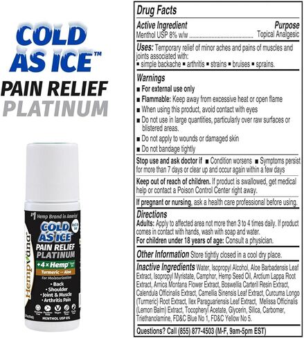 لفافة هيمبفانا على البارد مثل البلاتين الجليدي لتخفيف آلام الركبتين والرقبة والوركين والكتفين والظهر + تخفيف آلام التهاب المفاصل مع زيت بذور القنب، كما يظهر على التلفاز، المنثول البارد in Kuwait