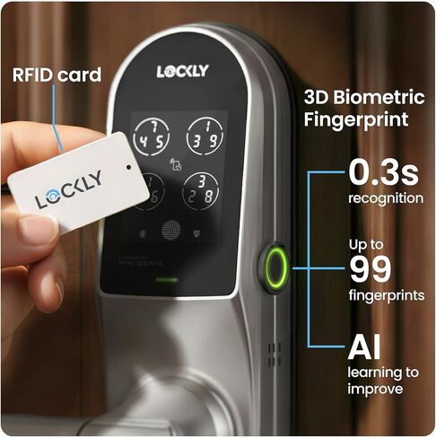 Lockly Guard Latch PGD679L Fire-Rated Smart Lever Lock, UL10B UL10C Certified, WiFi Fingerprint Keypad RFID, ADA Compliant, Patented PIN Genie, LocklyOS Property Management, Commercial Grade in Kuwait