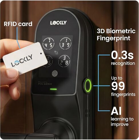 Lockly Guard Latch PGD679L Fire-Rated Smart Lever Lock, UL10B UL10C Certified, WiFi Fingerprint Keypad RFID, ADA Compliant, Patented PIN Genie, LocklyOS Property Management, Commercial Grade in Kuwait