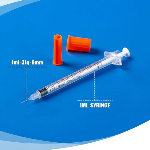 1ml/cc 31G 1/4 Inch Syringe, Lab Dispensing Syringe, Individual Wrapped, 20 Pack in Saudi Arabia
