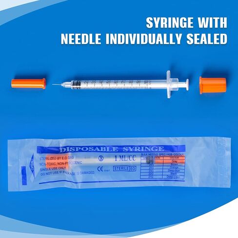 1ml/cc 31G 1/4 Inch Syringe, Lab Dispensing Syringe, Individual Wrapped, 20 Pack in Saudi Arabia