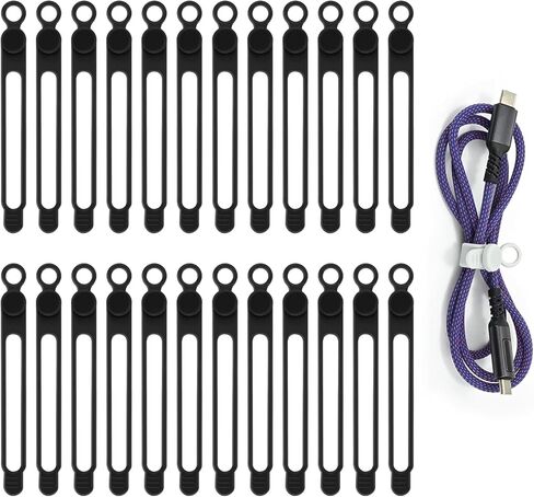 Silicone Cable Ties Reusable, Elastic Wire Organizer Ties, for Charging Cables, Electrical Cords, Computer Wires, USB Data Cable Management, Cord Organizer (6 Colors, 3 Sizes) in Kuwait