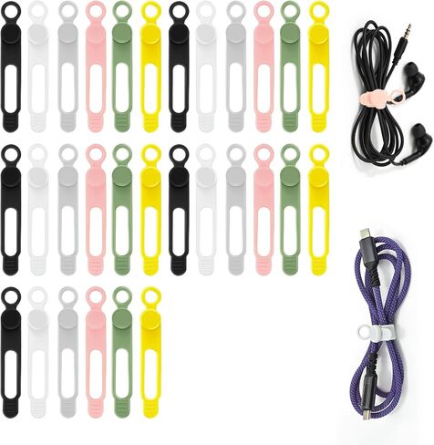 Silicone Cable Ties Reusable, Elastic Wire Organizer Ties, for Charging Cables, Electrical Cords, Computer Wires, USB Data Cable Management, Cord Organizer (6 Colors, 3 Sizes) in Kuwait