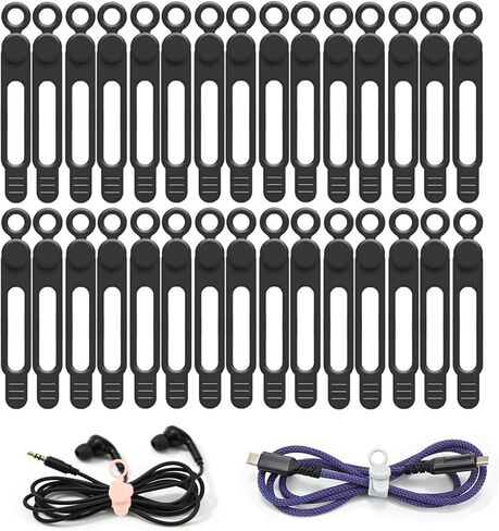 Silicone Cable Ties Reusable, Elastic Wire Organizer Ties, for Charging Cables, Electrical Cords, Computer Wires, USB Data Cable Management, Cord Organizer (6 Colors, 3 Sizes) in Kuwait