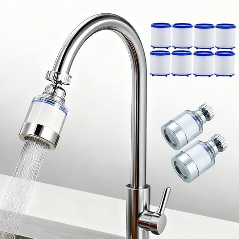 2 Pack Sink Water Filter Faucet, Universal 360 ° Rotating Bathroom Sink Filter, Kitchen Faucet Water Filter Removes Chlorine Fluoride Heavy Metals Hard Water for Home Bathroom Kitchen (2 Pack-Blue) in Kuwait