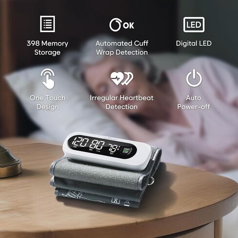 Wireless Bluetooth Blood Pressure Monitor for Home Use: Easy@Home Rechargeable BP Machine with Large Cuff, Free MyHeartPal App, One-Piece Design, Compact & Portable, iOS & Android Compatible, EBP-96B in Saudi Arabia