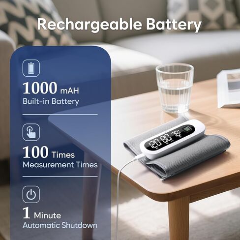 Wireless Bluetooth Blood Pressure Monitor for Home Use: Easy@Home Rechargeable BP Machine with Large Cuff, Free MyHeartPal App, One-Piece Design, Compact & Portable, iOS & Android Compatible, EBP-96B in Saudi Arabia