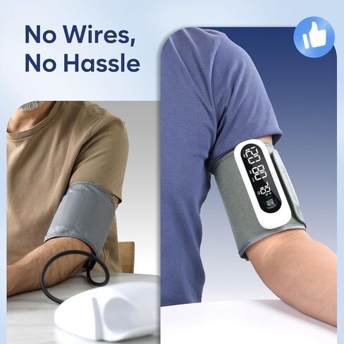 Wireless Bluetooth Blood Pressure Monitor for Home Use: Easy@Home Rechargeable BP Machine with Large Cuff, Free MyHeartPal App, One-Piece Design, Compact & Portable, iOS & Android Compatible, EBP-96B in Saudi Arabia