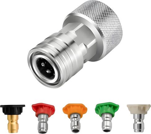 Garden Hose to Pressure Washer Adapter, 3/4-Inch Ght Connection to 1/4-Inch Stainless Steel Quick-Connect Fitting, Tool-Free, Ideal for Car Washing and Household Cleaning in Saudi Arabia