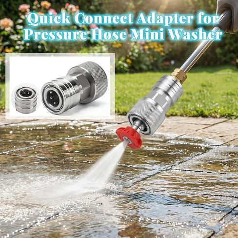 Garden Hose to Pressure Washer Adapter, 3/4-Inch Ght Connection to 1/4-Inch Stainless Steel Quick-Connect Fitting, Tool-Free, Ideal for Car Washing and Household Cleaning in Saudi Arabia